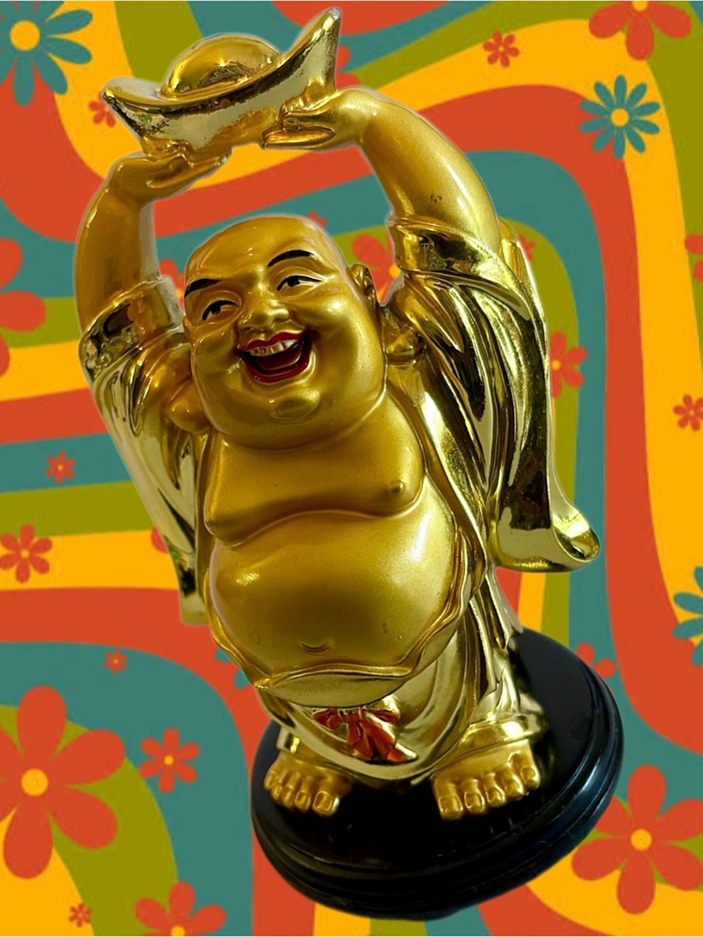 Gold Laughing Buddha 5” Figurine - Prosperity Home Art Décor